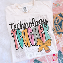 Load image into Gallery viewer, Pencil Bow Teacher DTF Transfer
