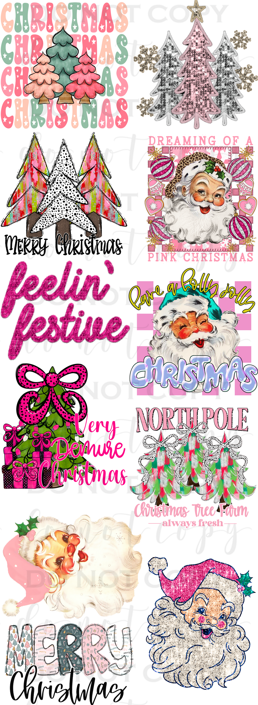 Pink Christmas Pre-Made Gang Sheet