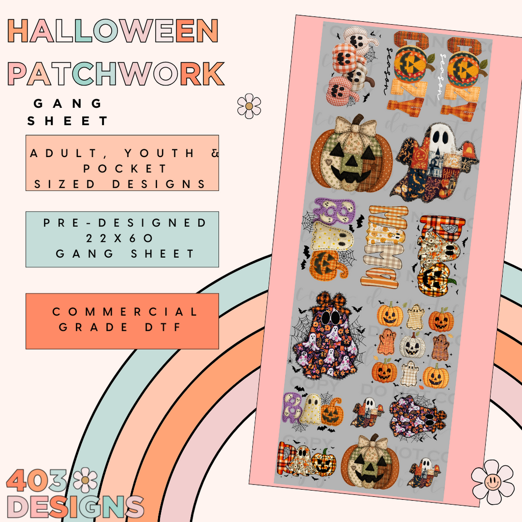 Halloween Patchwork Pre-Made Gang Sheet