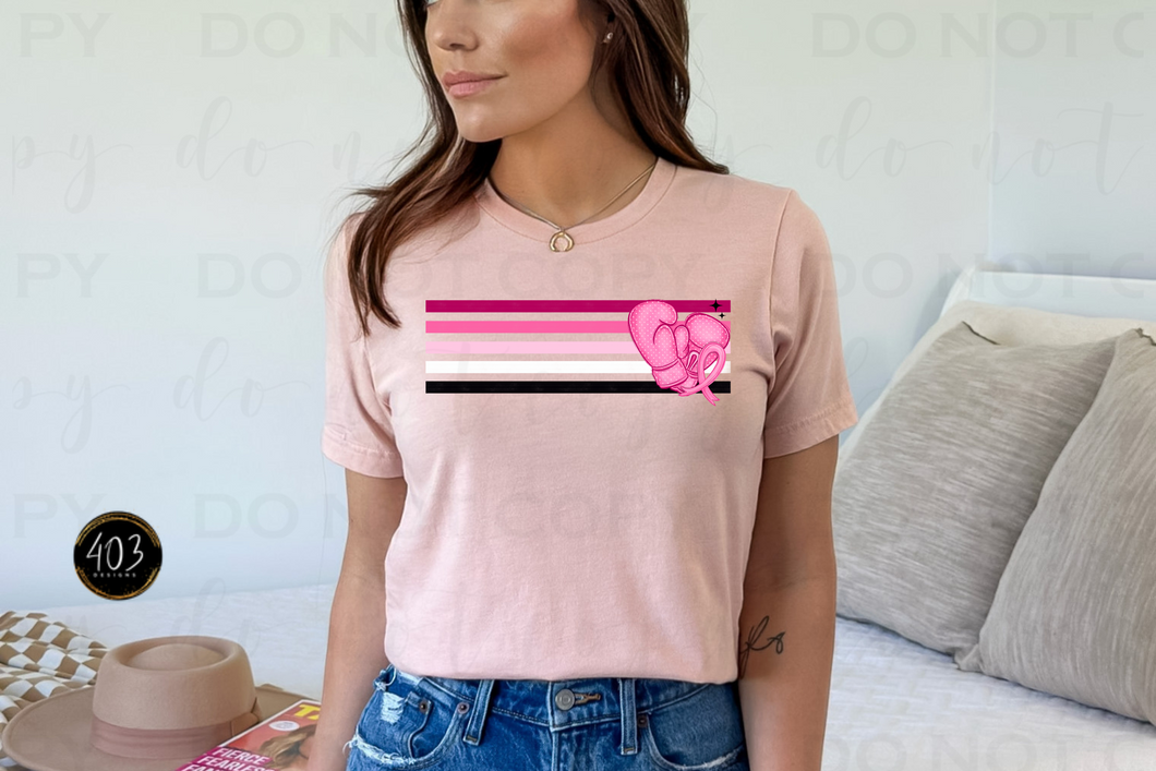 Pink Gloves Ribbon Retro Stripe DTF Transfer