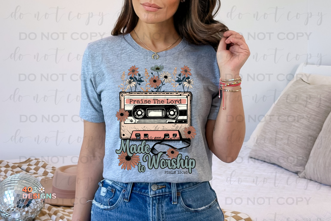Praise The Lord Cassette DTF Transfer