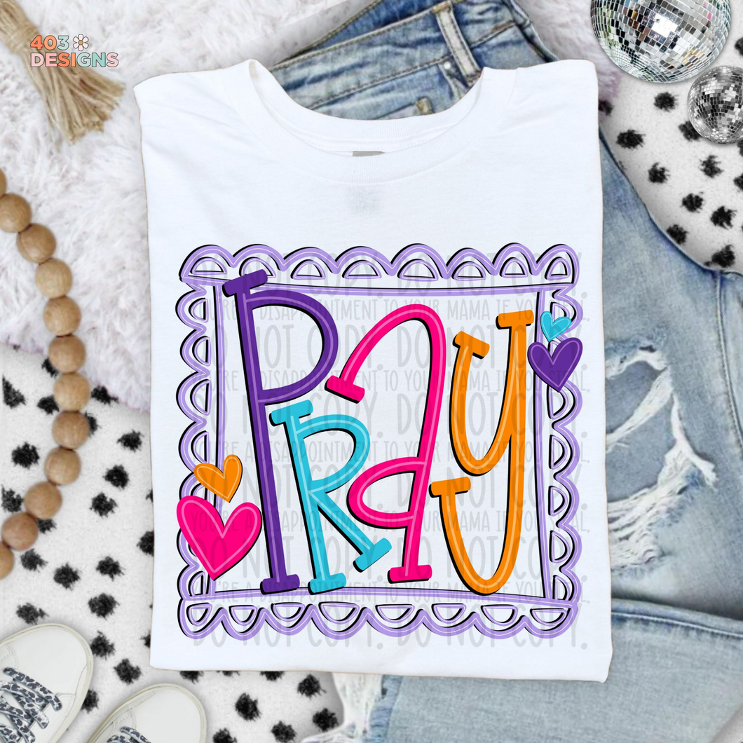 Pray Doodle Bright DTF Transfer