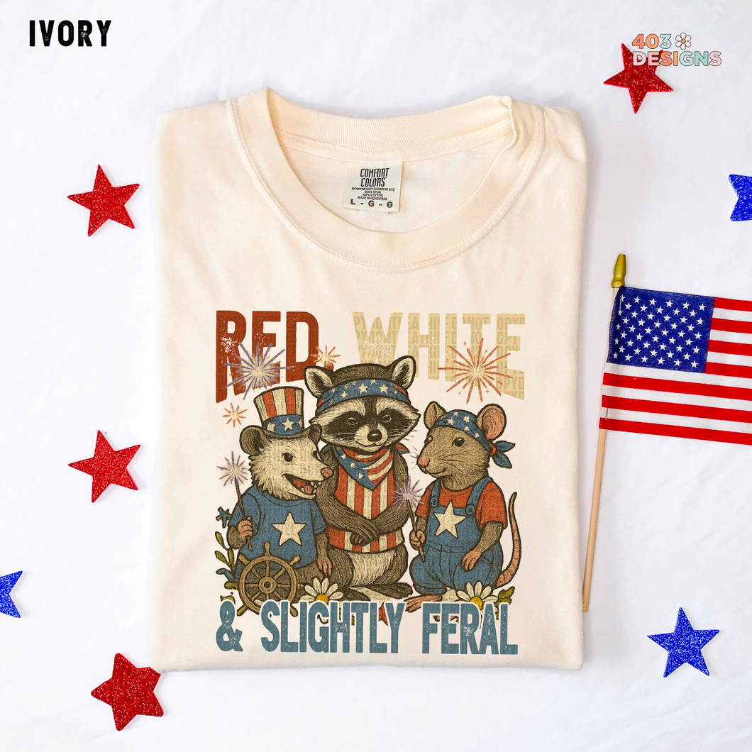 Red White Slightly Feral DTF Transfer