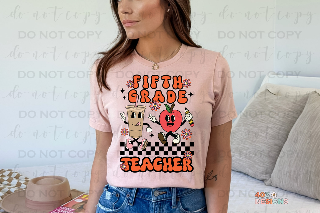 Retro Teacher Grades Personalized DTF Transfer