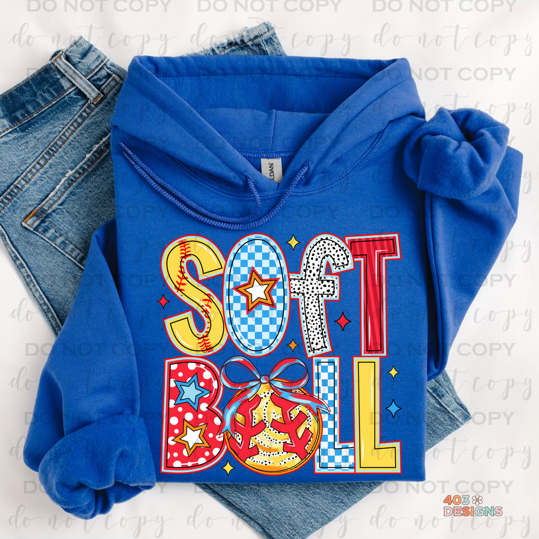 Retro Softball Coquette DTF Transfer