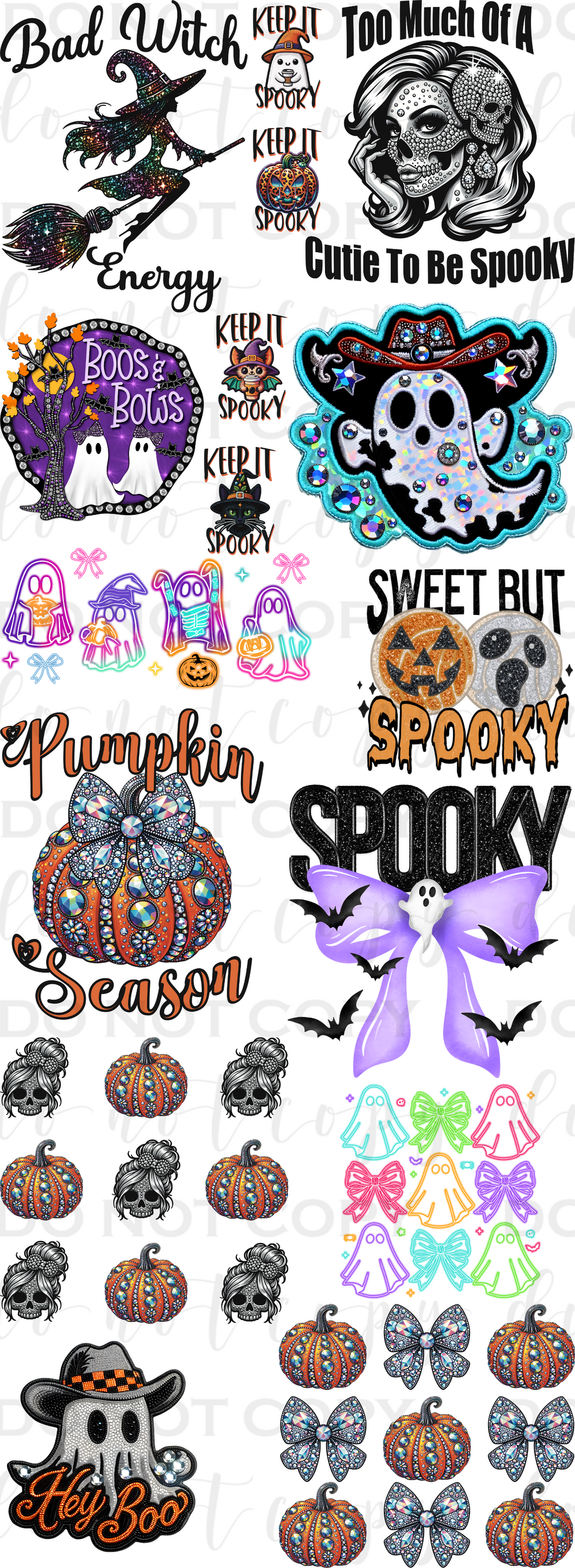 Rhinestone/Neon Halloween Pre-Made Gang Sheet