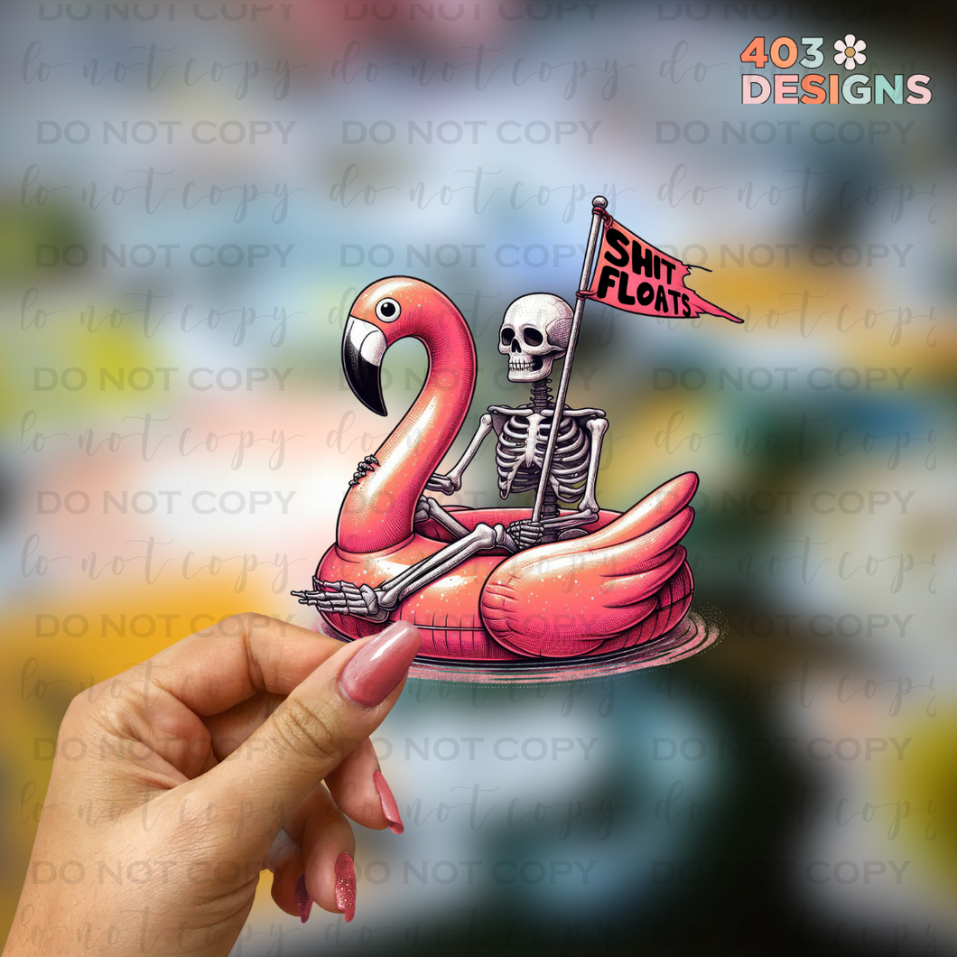 S*** Floats Skeleton Summer UV Sticker