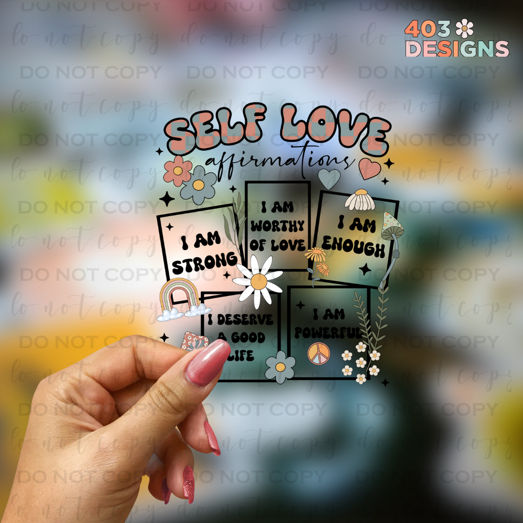 Self Love Affirmations UV Sticker