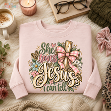 Load image into Gallery viewer, She Loves Jesus I Can Tell DTF Transfer
