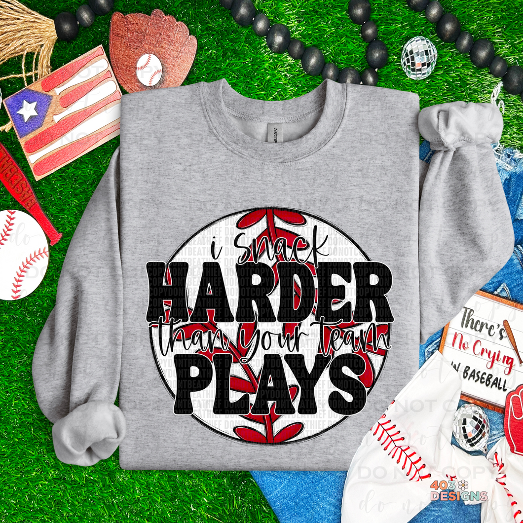 Snack Harder Baseball DTF Transfer