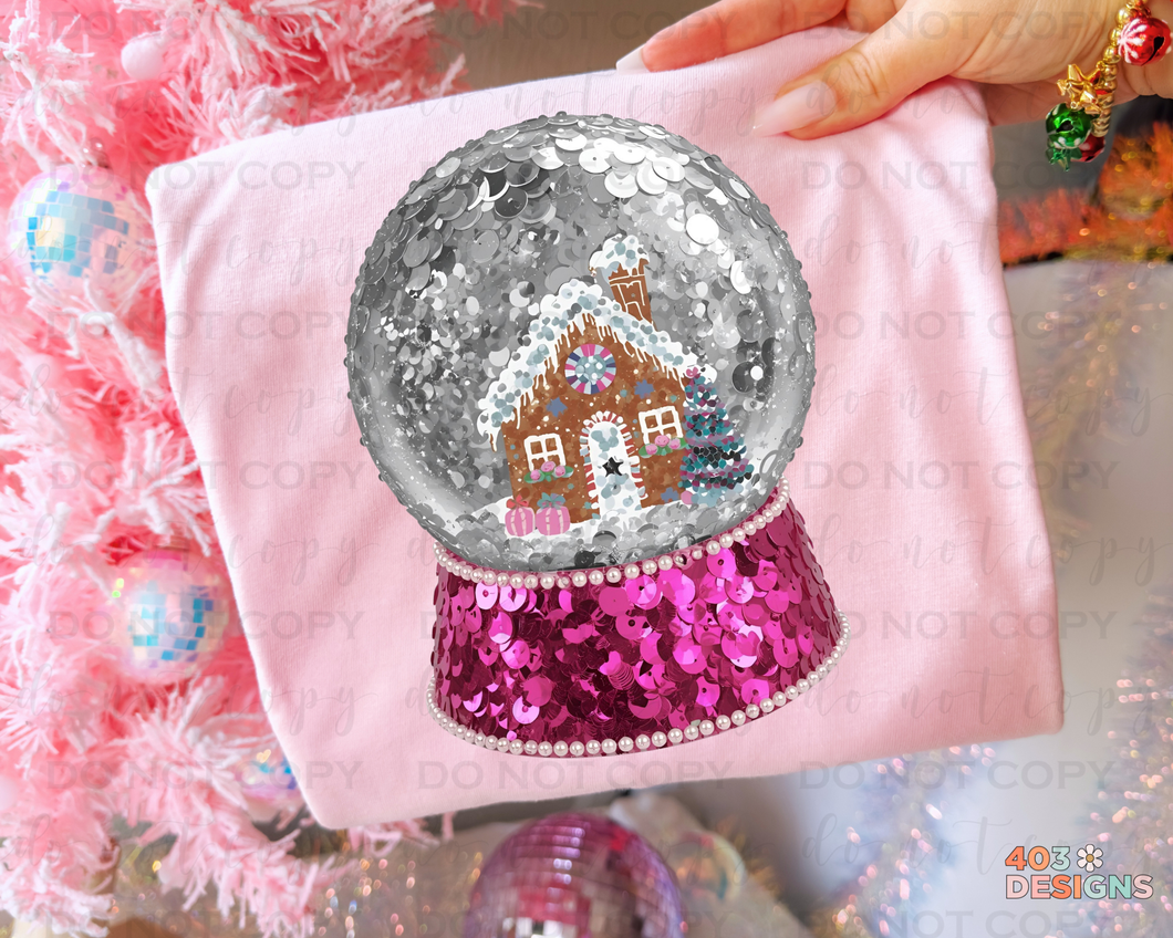 Snowglobe Faux Sequins DTF Transfer