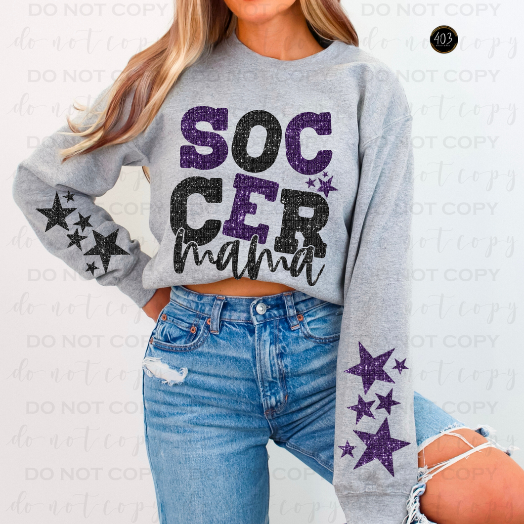 Soccer Mama Faux Sequin DTF Transfer