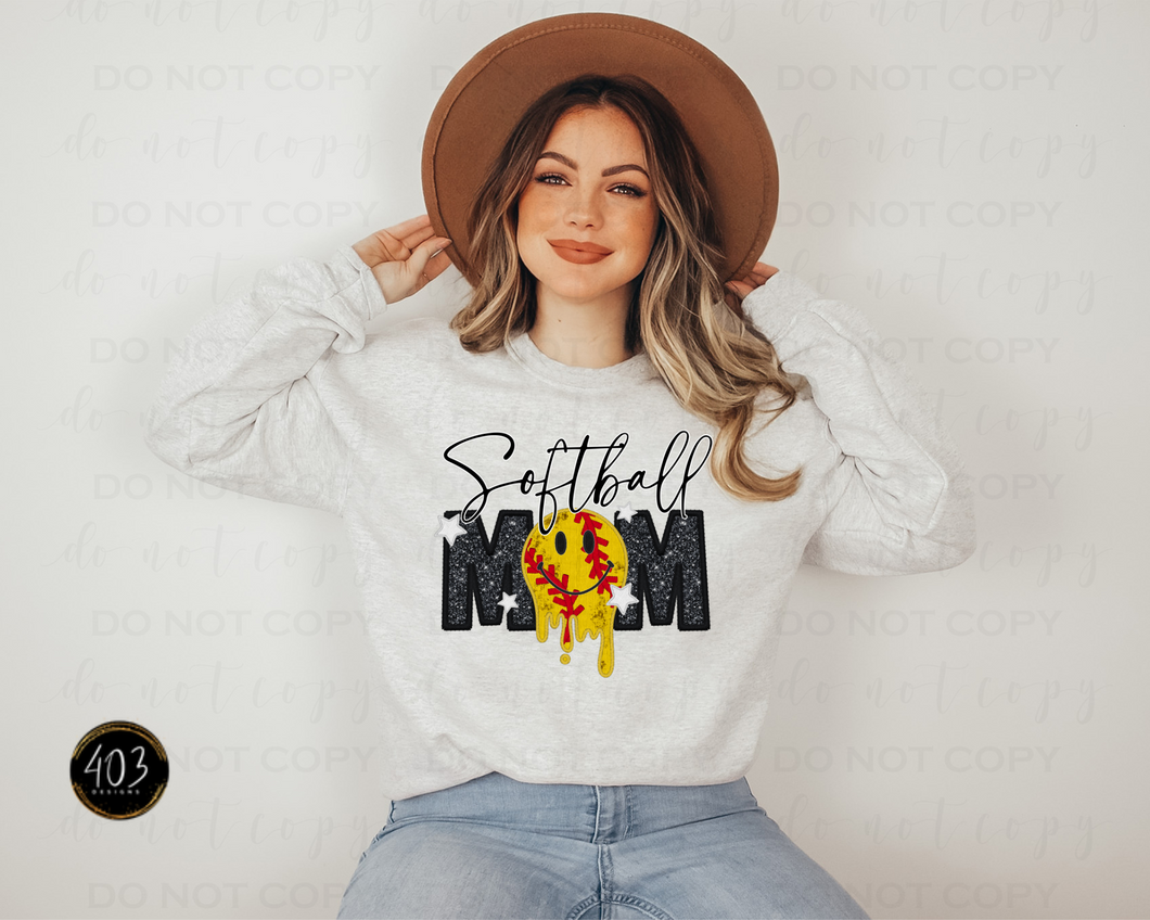 Softball Mom Faux Embroidery DTF Transfer