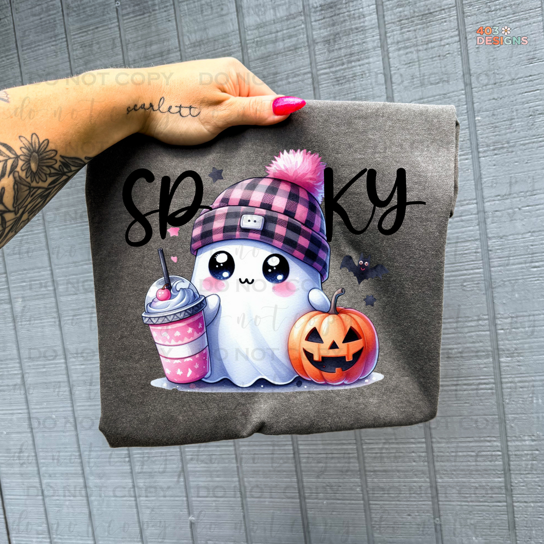 Spooky Ghost Coffee DTF Transfer