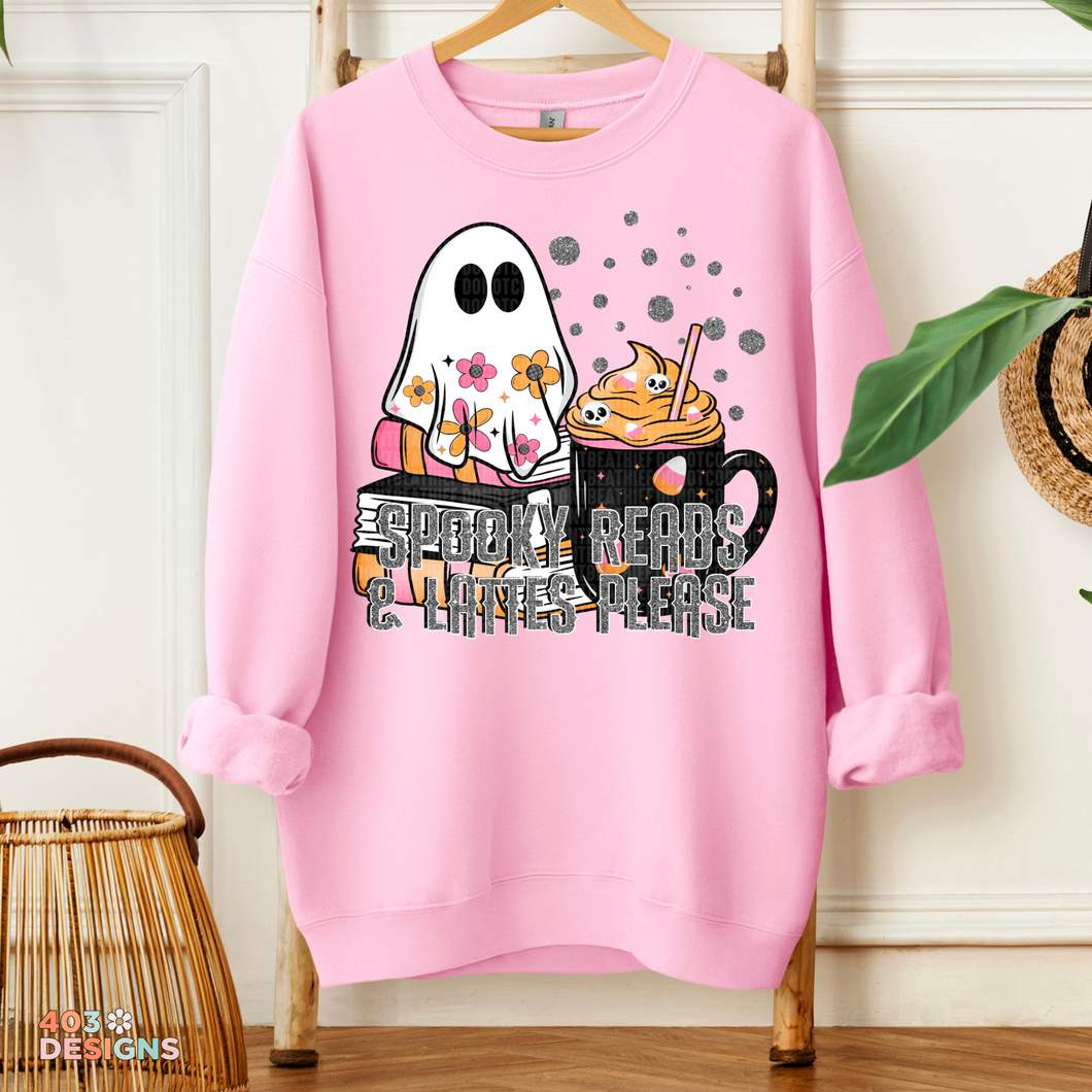 Spooky Reads And Lattes Please DTF Transfer