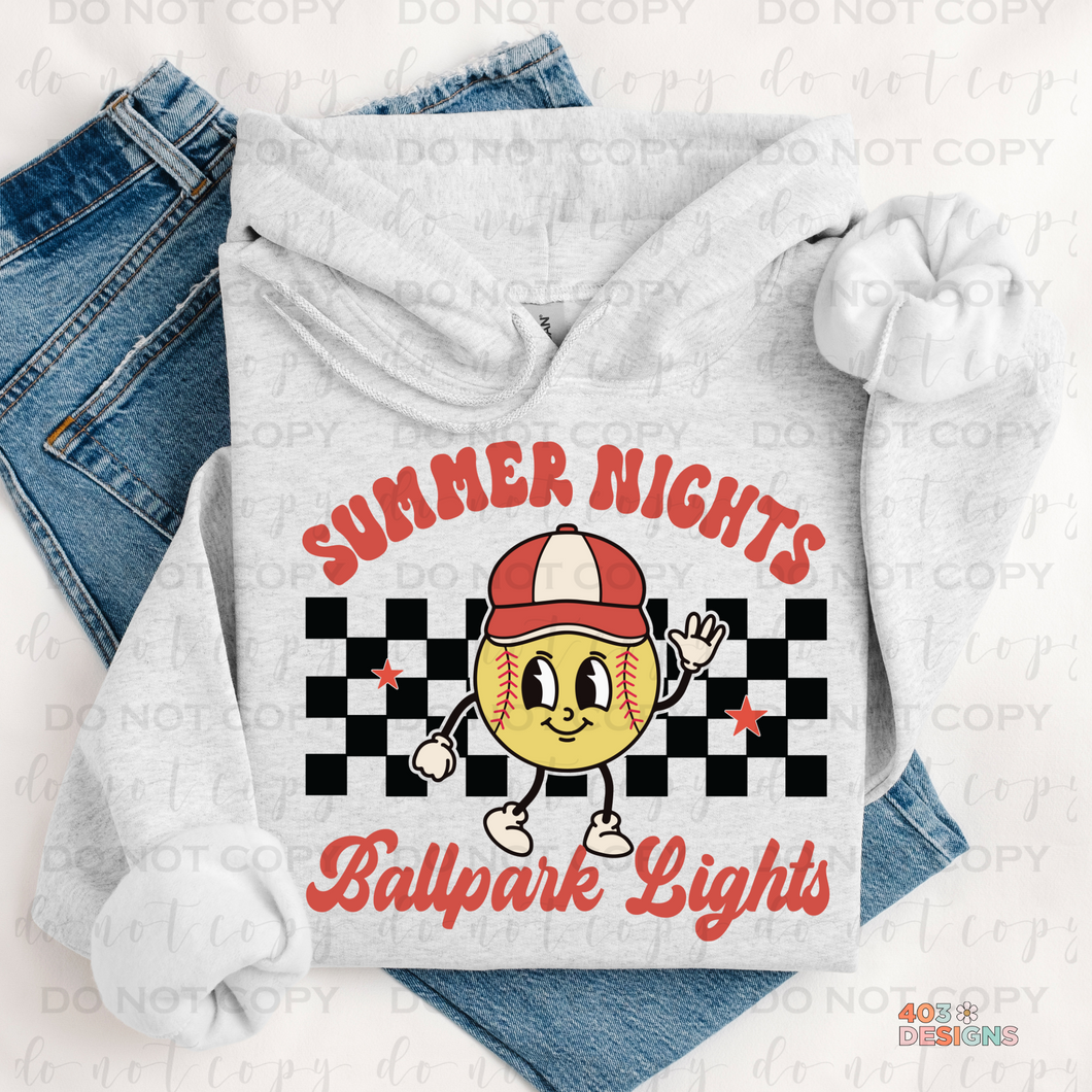 Summer Nights Ballpark Lights DTF Transfer