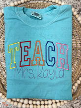 Load image into Gallery viewer, Custom Teach w/ Name- Embroidered Comfort Colors T-Shirt
