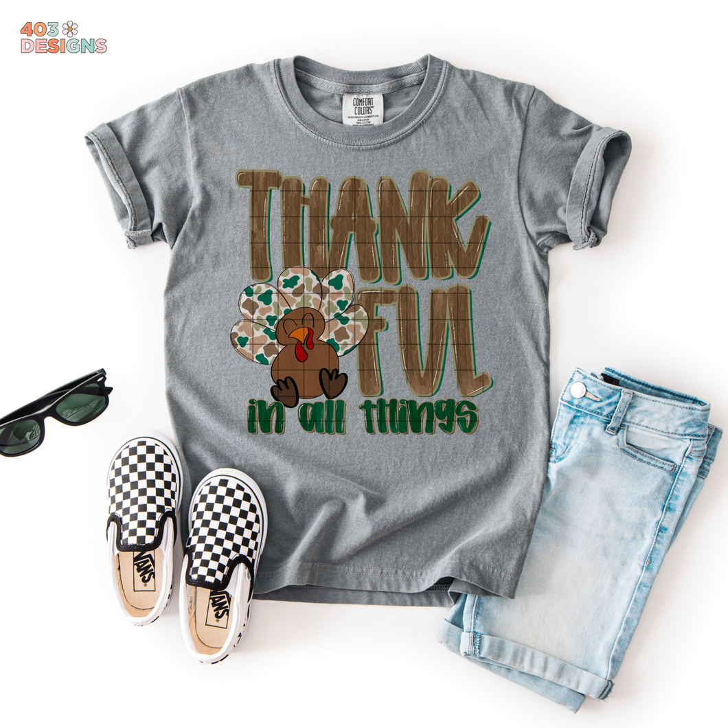 Thankful In All Things Camo DTF Transfer