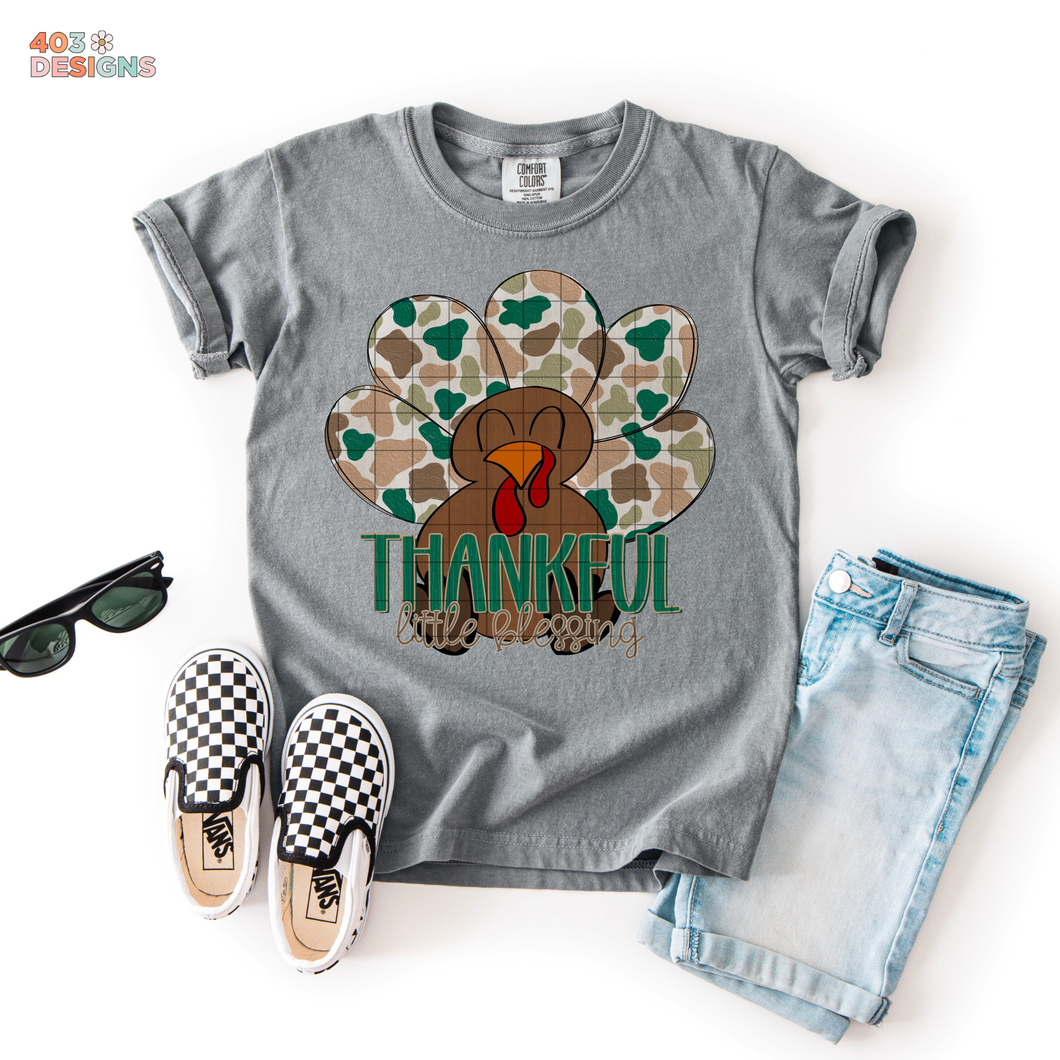 Thankful Little Blessing Camo DTF Transfer