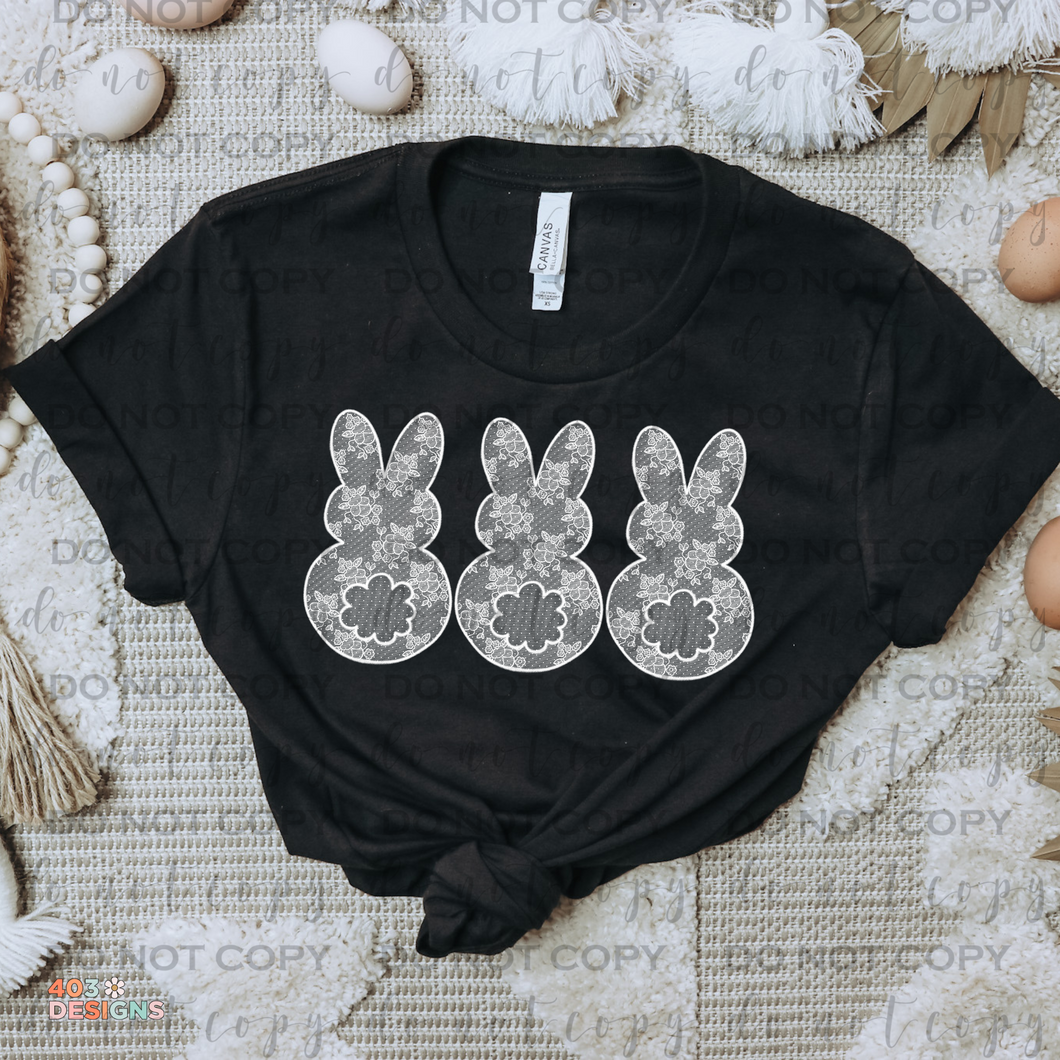 Trio Lace Bunnies DTF Transfer