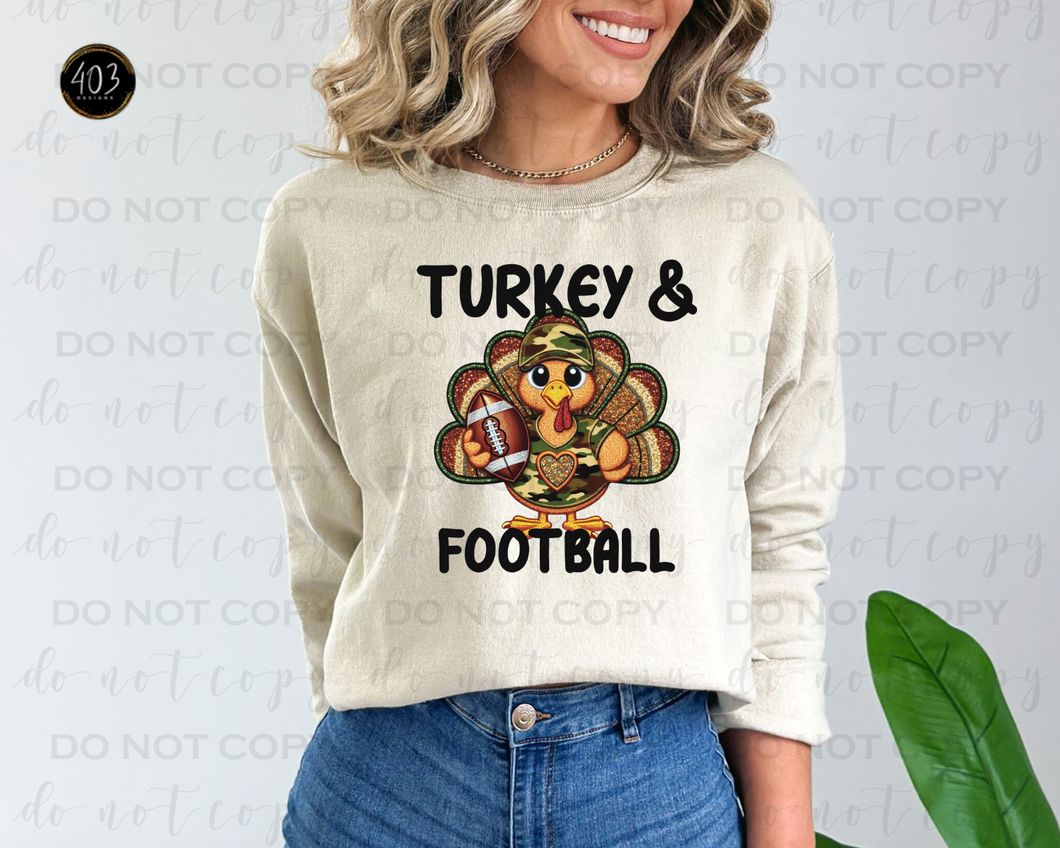 Turkey & Football Camo DTF Transfer