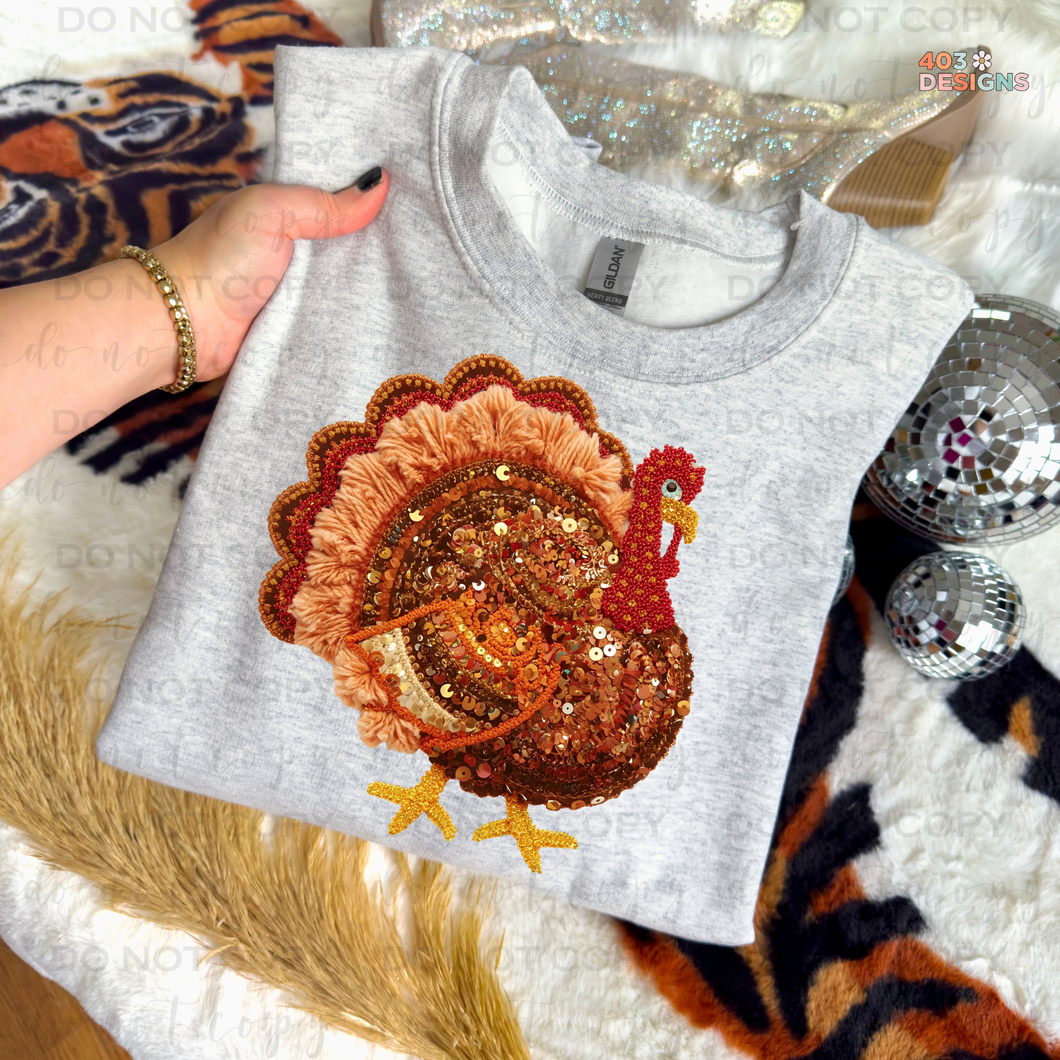Turkey Faux Sequin DTF Transfer