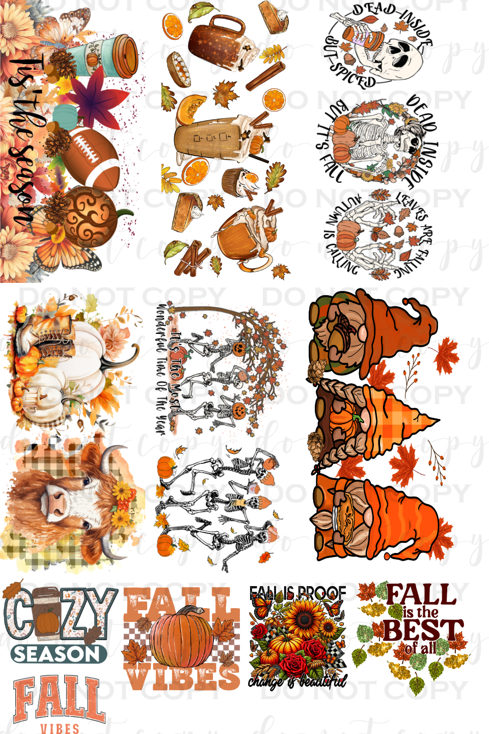 Fall UV Pre-Made Gang Sheet