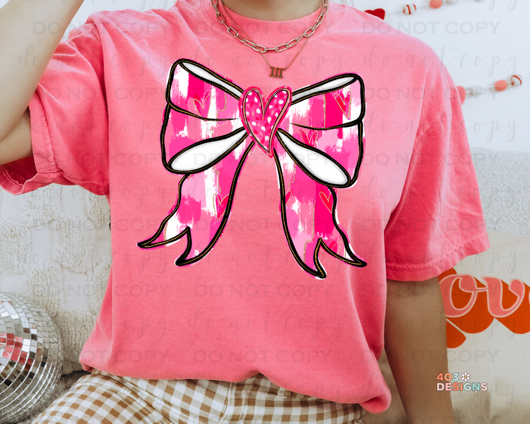 Valentine's Brushstroke Bow DTF Transfer