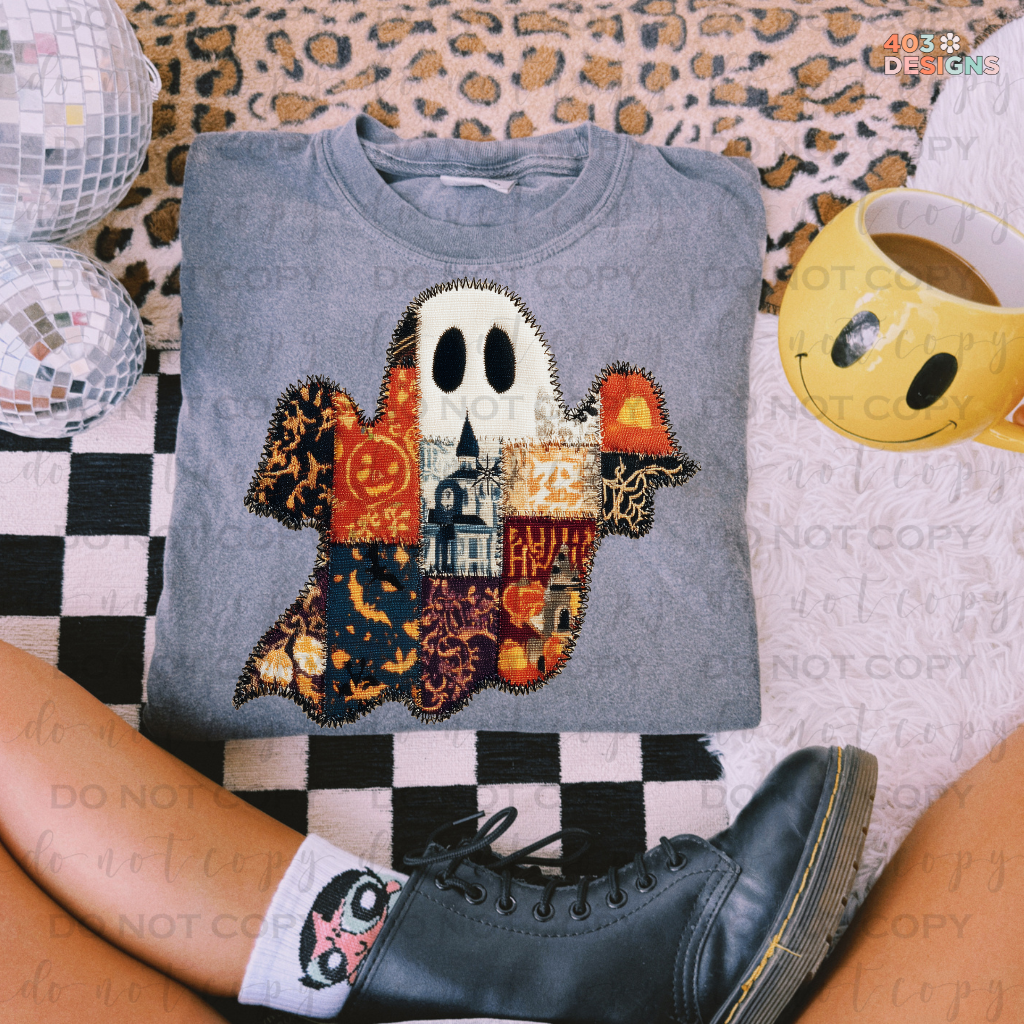 Vintage Ghost Patchwork DTF Transfer