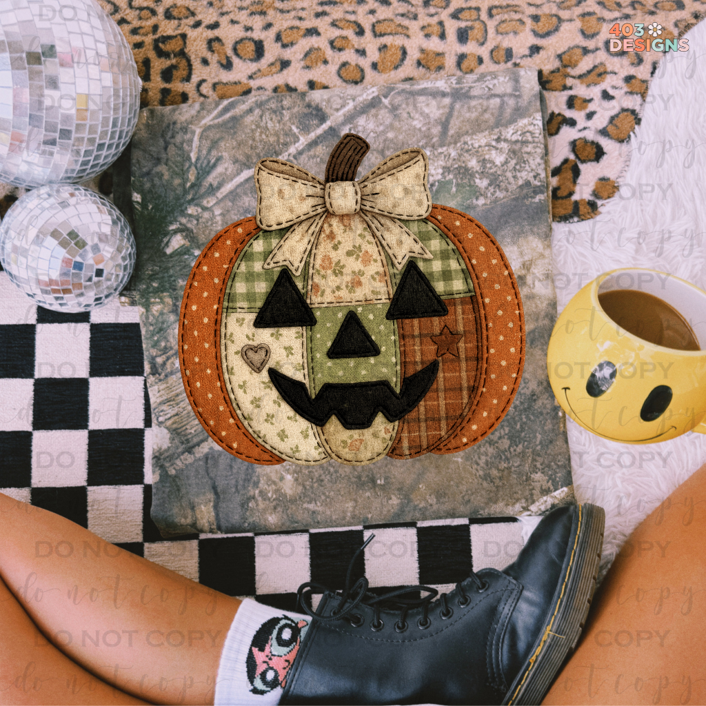 Vintage Pumpkin Patchwork DTF Transfer