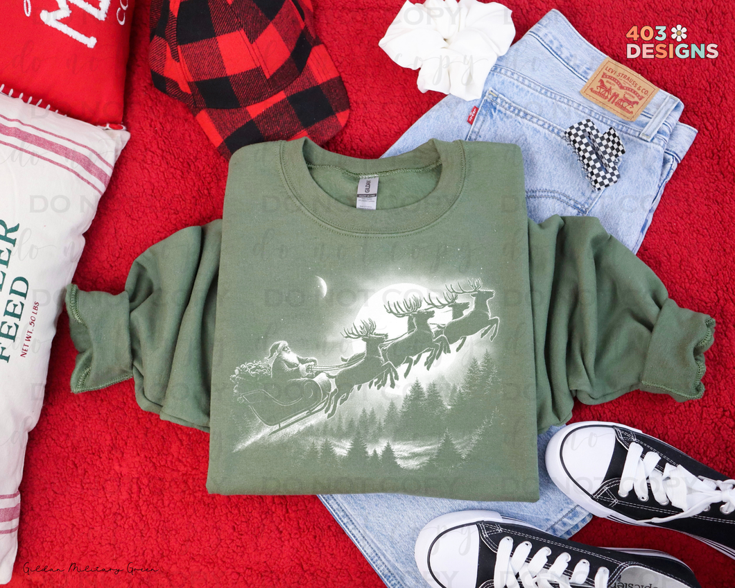 Vintage Santa Sleigh DTF Transfer