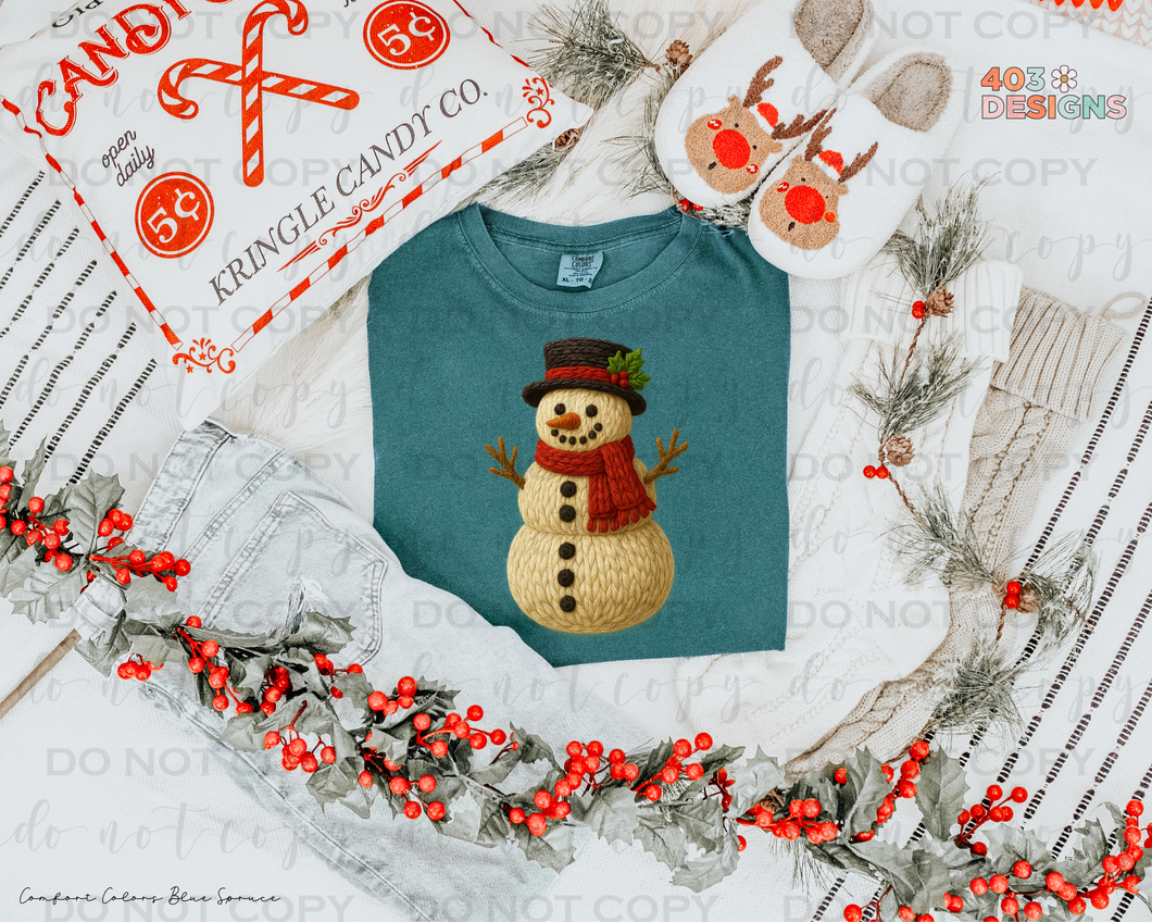Vintage Snowman Faux Yarn DTF Transfer