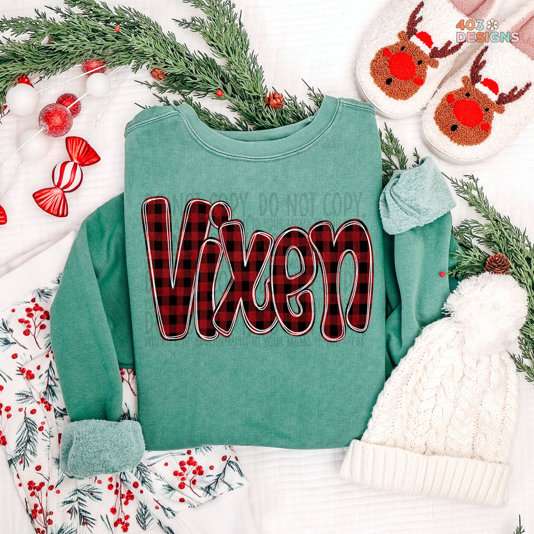 Vixen Funky Doodle Buffalo Check DTF Transfer