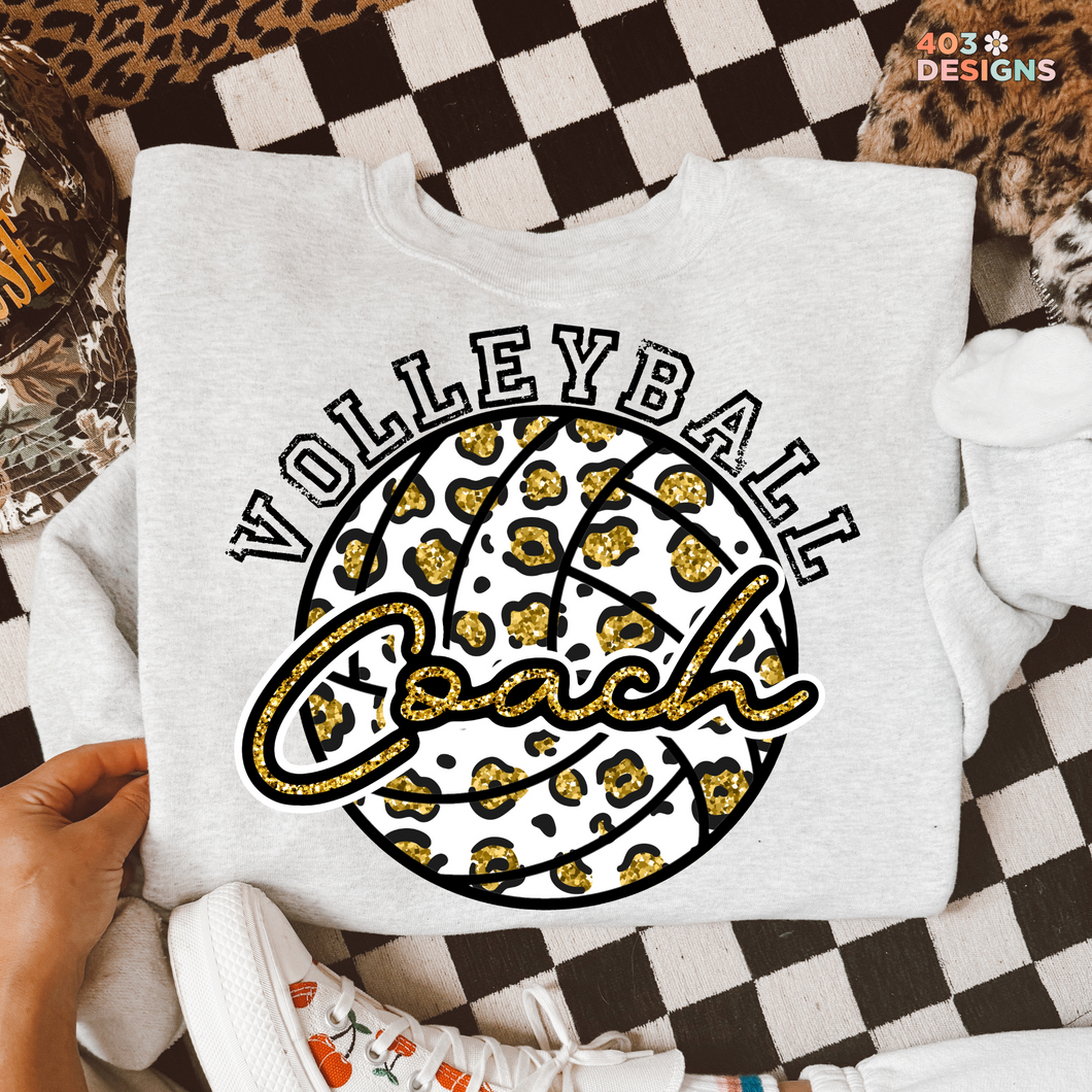 Volleyball Leopard Glitter DTF Transfer
