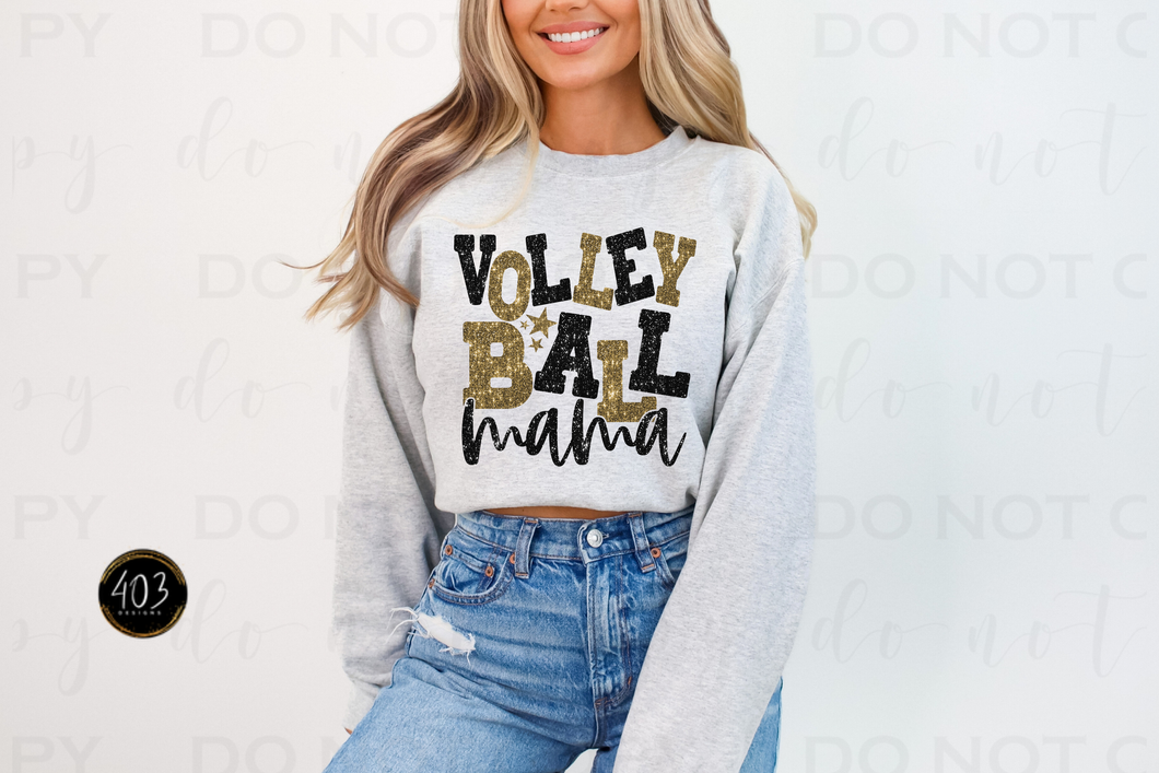 Volleyball Mom Faux Sequin DTF Transfer