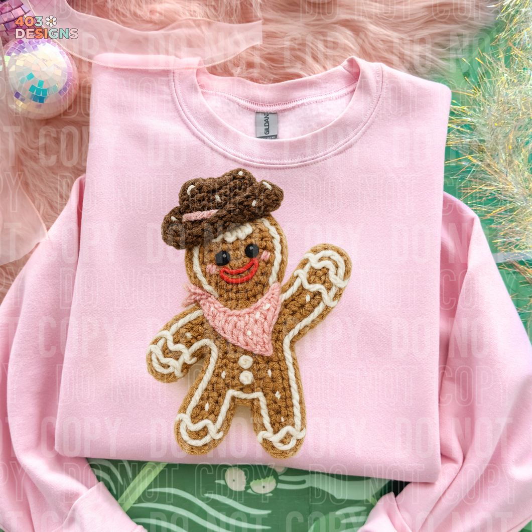 Western Gingerbread Faux Yarn DTF Transfer