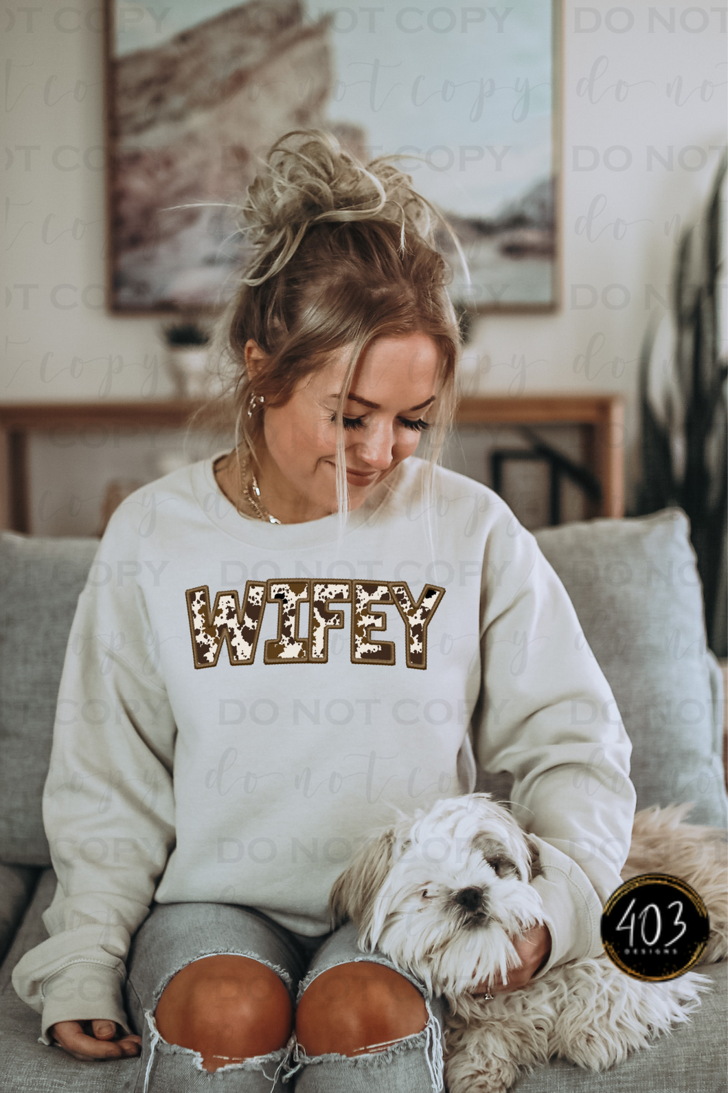 Wifey Cow Print Embroidery DTF Transfer