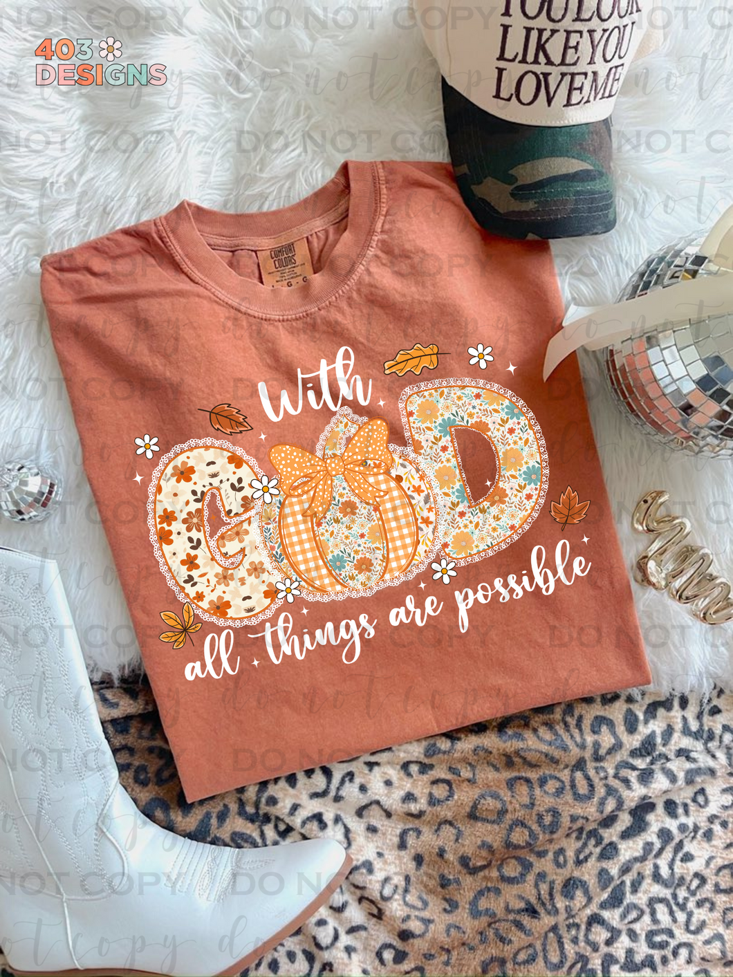 With God Fall Floral DTF Transfer