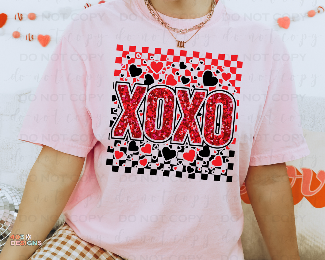 XOXO Checkerboard DTF Transfer