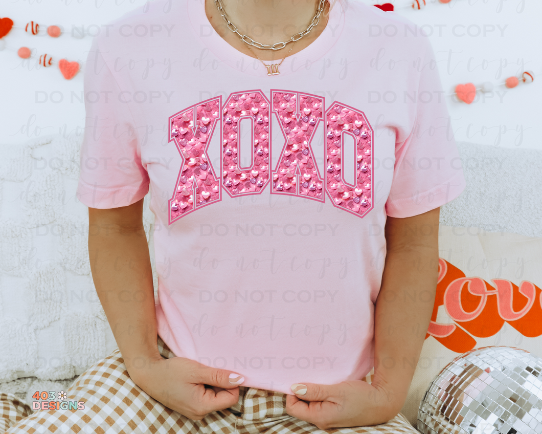 XO Hearts Faux Sequin DTF Transfer
