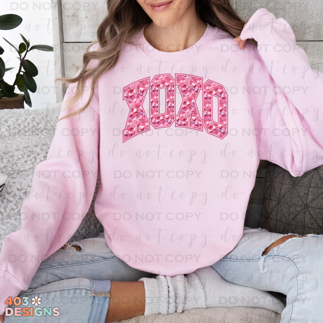 XOXO Pink Faux Sequin Sweatshirt