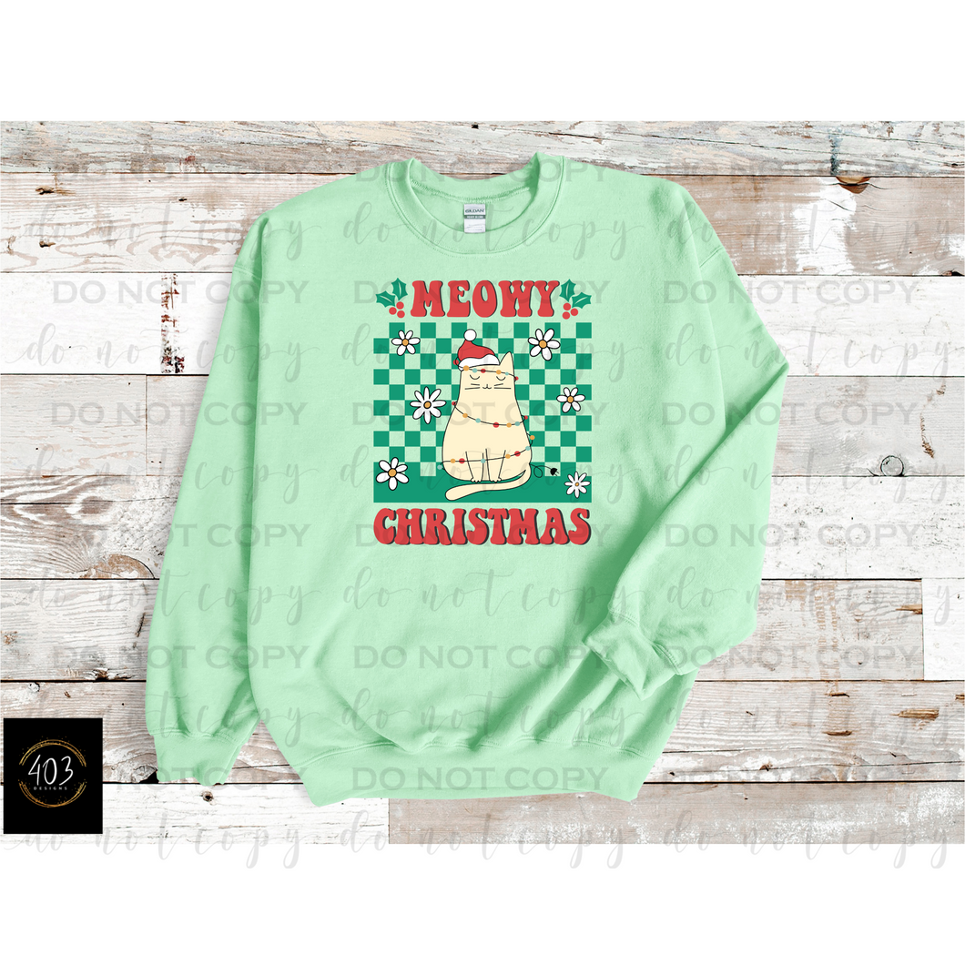 Meowy Christmas ugly sweater- DTF Transfer