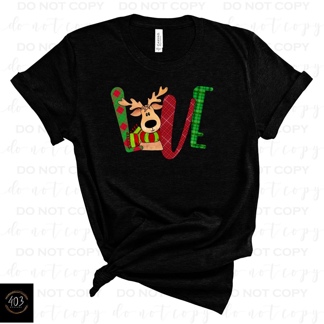 LOVE, reindeer- DTF Transfer