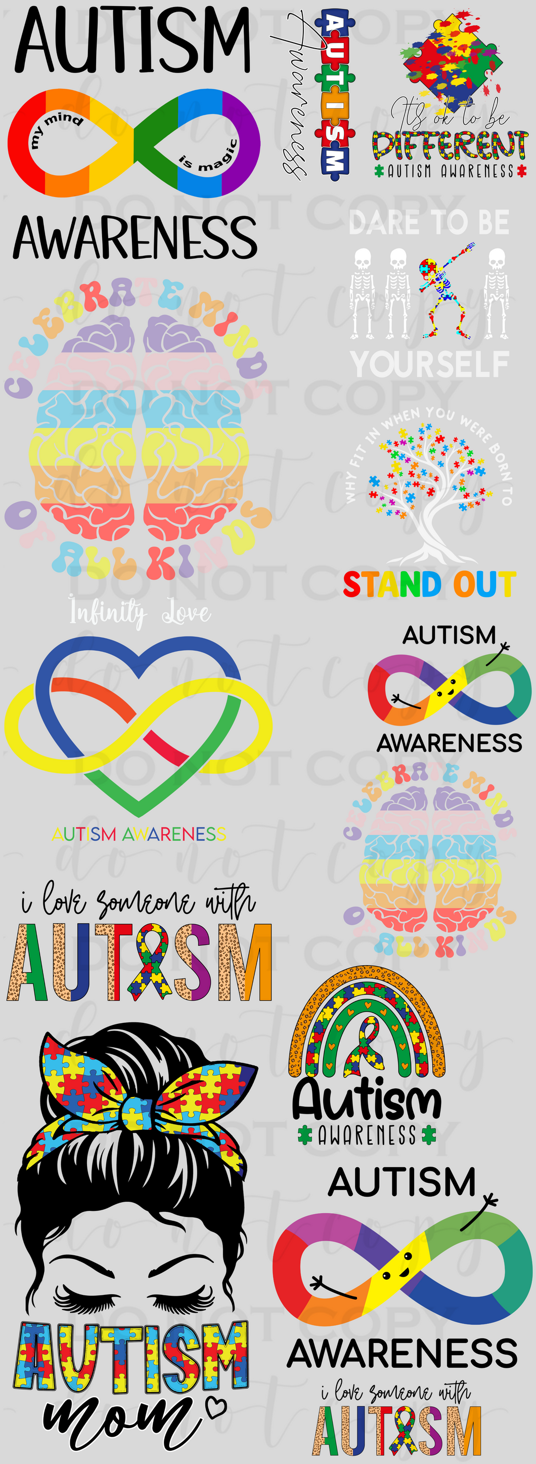 Autism Awareness #2 Pre Made Gang Sheet