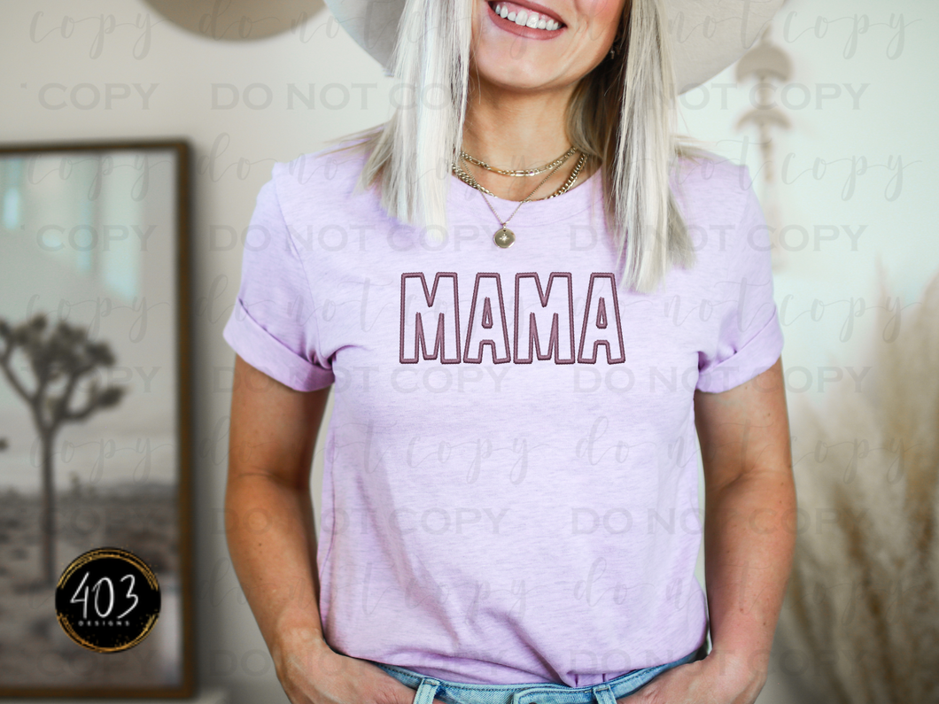 Mama Outline Embroidery DTF Transfer