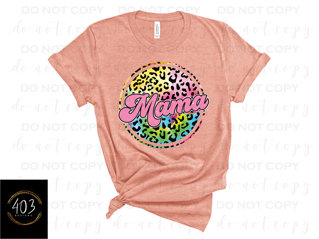 Mama Colorful Leopard Circle DTF Transfer